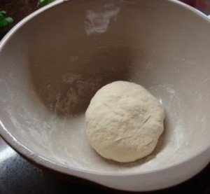 Pizza dough before it has risen