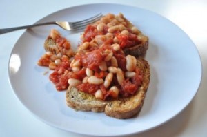 Homemade beans on toast with chilli