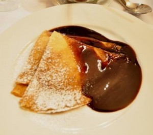 Hungarian Gundle Crepes with chocolate sauce