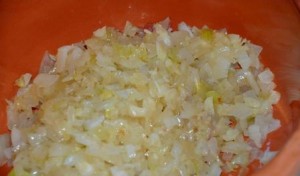 Chopped, cooked and translucent onion