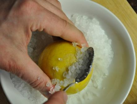 Salting lemons to preserve