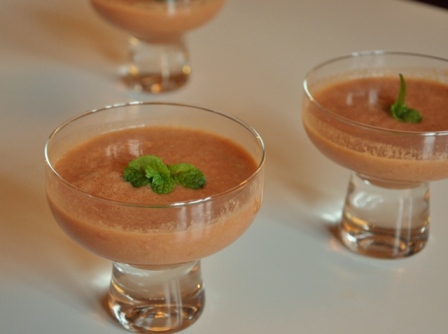 An image of Gazpacho in glass bowls
