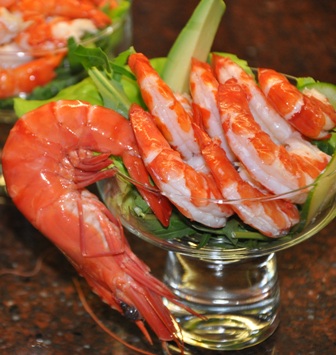 An image of prawn cocktail without cocktail sauce