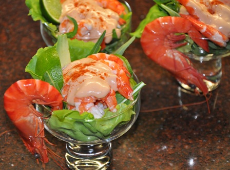 Prawn cocktail in glass bowls