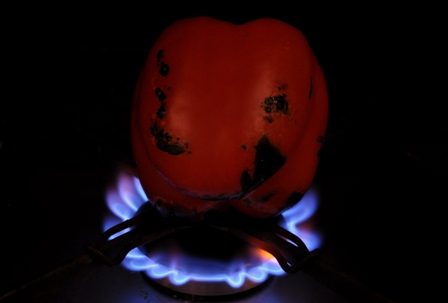 Charred red capsicum