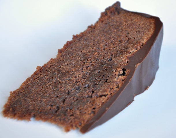 An image of a slice of double chocolate mudcake
