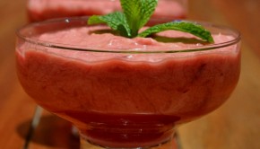 An image of rhubarb mousse with ginger beer jelly