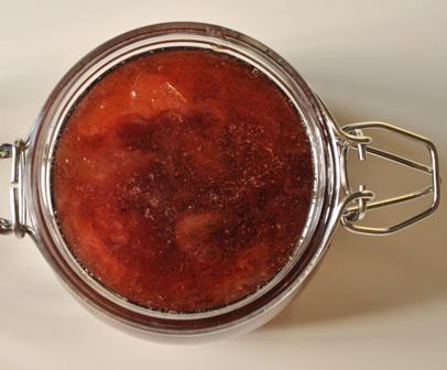 An image of a jar of jam from arial view