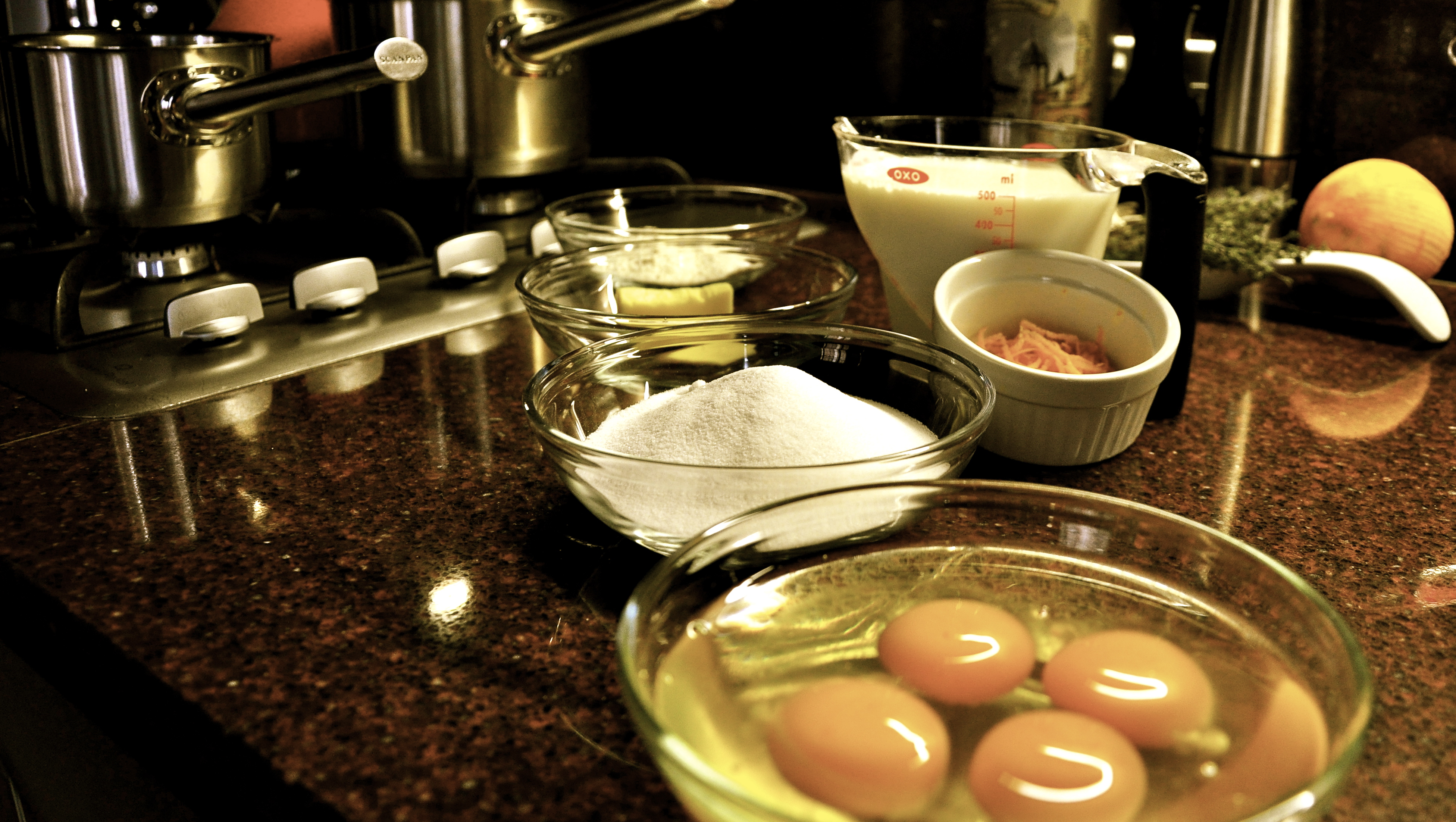 An image of ingredients for confectioners custard