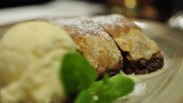 An image of apple and walnut strudel