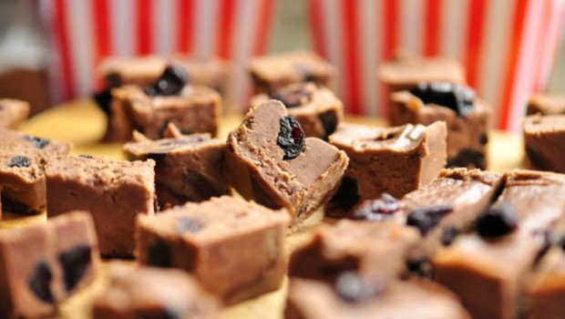 Black forest fudge cubes