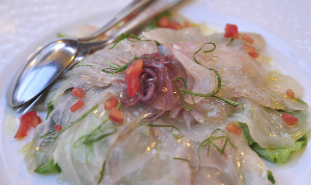 Italian restaurant review: Sea bass carpaccio at Fratellini’s Osterio del mare