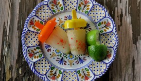 Margarita ice pops with lime wedges