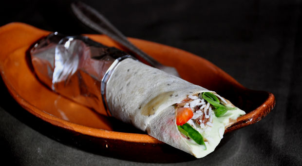 Avocado and coconut ice cream dessert burrito