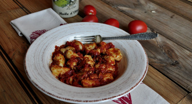 Homemade gnocchi with tomato sauce