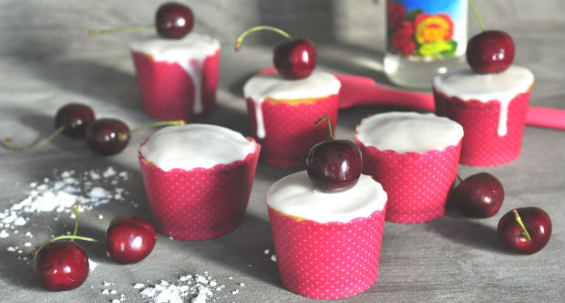 Gluten & dairy free almond, cherry and rosewater cakes