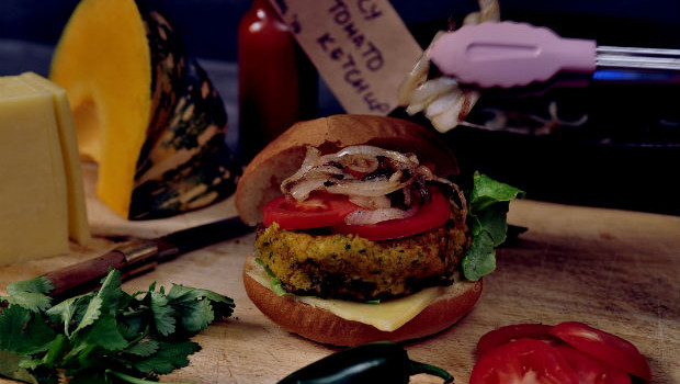 Curry chickpea vege burger