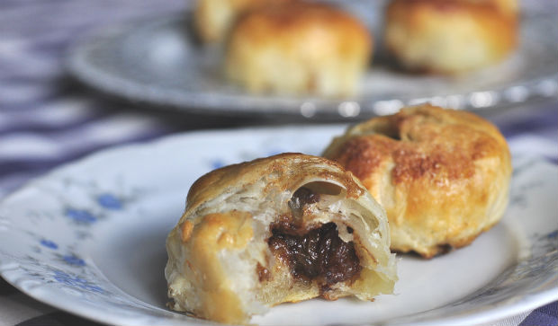 Eccles cake with a bite out