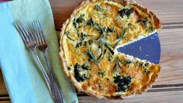 Broccolini and feta quiche