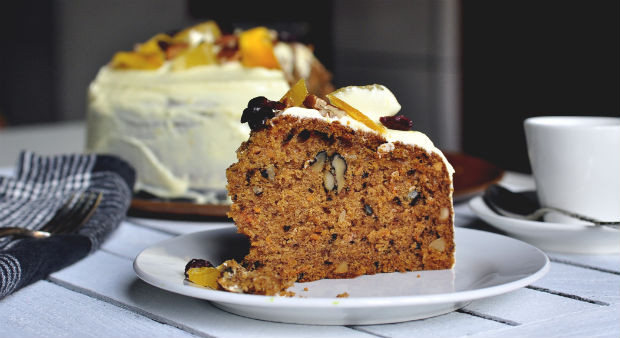 Carott and pineapple cake on a plate